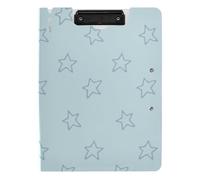 Folding Clipboard Abstract Stars Shape Drawed Bold Lines Blue A4 Clipboard Folio Horizontal and Vertical Double Clips Nursing Clip Board with Hard Cover
