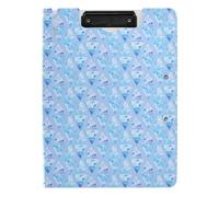 Folding Clipboard Abstract Watercolor Blue Triangles A4 Clipboard Folio Double Clips Pen Holder Nursing Clip Board with Cover