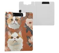 Folding Clipboard Aesthetic Exotic Shorthair Cats Terracotta A4 Clipboard Clipfolio Two Metal Clips Pen Holder Nursing Clip Board with Cover