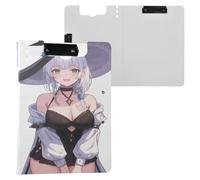 Folding Clipboard Anime Witch Cute Sexy A4 Clipboard Binder Two Metal Clips Pen Holder School Clip Board with Hard Cover