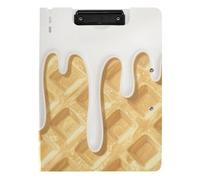 Folding Clipboard Brown Ice Cream Plaid Checked A4 Clipboard Folio Horizontal and Vertical Double Clips Nursing Clip Board with Cover