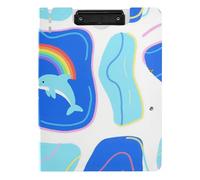 Folding Clipboard Camouflage Blue Whale A4 Clipfolio Double Clips Pen Holder Office Clip Board with Cover