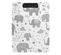 Folding Clipboard Cartoon Elephant Star Gray A4 Clipboard Binder Double Metal Clips Pen Holder Office Clip Board with Cover