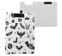 Folding Clipboard Cartoon Evil Black Halloween Bat Monsters A4 Clipboard Folio Double Clips Pen Holder School Clip Board with Cover