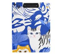 Folding Clipboard Chic American Shorthaircats Royal Blue A4 Clipboard Clipfolio Horizontal and Vertical Double Clips Office Clip Board with Hard Cover
