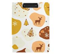 Folding Clipboard Christmas Cow Fur Print Yellow and Brown A4 Clipboard Clipfolio Horizontal and Vertical Double Clips School Clip Board with Hard Cover