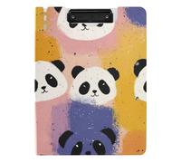Folding Clipboard Colorful Square Panda Cartoon Cute A4 Clipboard Folio Double Clips Pen Holder Office Clip Board with Cover