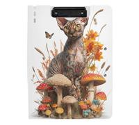 Folding Clipboard Cornish Rex Cat 3D A4 Clipboard Folio Horizontal and Vertical Double Clips Office Clip Board with Cover