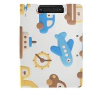 Folding Clipboard Cute Cartoon Colorful Ships and Cars A4 Clipboard Folio Binder Double Clips Pen Holder Office Clip Board with Cover