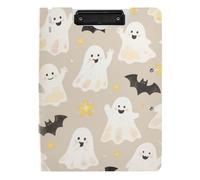Folding Clipboard Cute Cartoon Halloween White Ghosts A4 Clipfolio Horizontal and Vertical Double Clips Nursing Clip Board with Hard Cover