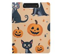 Folding Clipboard Cute Halloween Orange Cats Black A4 Clipfolio Double Metal Clips Pen Holder Office Clip Board with Cover