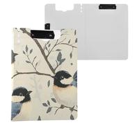 Folding Clipboard Cute Little Birds A4 Clipboard Binderfolio Horizontal and Vertical Double Clips Nursing Clip Board with Cover
