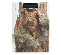 Folding Clipboard Cute Wooden Cat Tree A4 Clipboard Folio Horizontal and Vertical Double Clips Office Clip Board with Cover