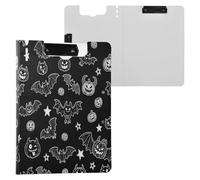 Folding Clipboard Evil Black Halloween Bat Monsters Black A4 Clipboard Binder Two Metal Clips Pen Holder Office Clip Board with Hard Cover