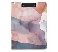 Folding Clipboard Grey-red Marble A4 Clipfolio Two Metal Clips Pen Holder School Clip Board with Cover