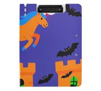Folding Clipboard Halloween Unicorns Bats A4 Clipboard Binder Double Metal Clips Pen Holder Nursing Clip Board with Cover