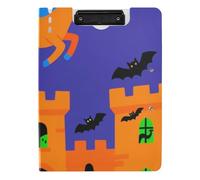 Folding Clipboard Halloween Unicorns Bats A4 Clipboard Binderfolio Horizontal and Vertical Double Clips Office Clip Board with Cover