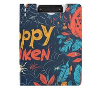 Folding Clipboard Happy Halloween Spider Grimace A4 Clipboard Clipfolio Double Clips Pen Holder Nursing Clip Board with Cover