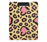 Folding Clipboard Leopard Print Brown Pink A4 Clipboard Folio Double Clips Pen Holder Nursing Clip Board with Hard Cover