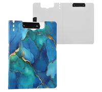 Folding Clipboard Marble Royal Blue Green A4 Clipboard with Binder Double Metal Clips Pen Holder Nursing Clip Board with Hard Cover