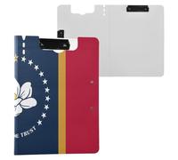 Folding Clipboard Mississippi State Flag A4 Clipfolio Double Clips Pen Holder School Clip Board with Cover