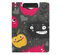 Folding Clipboard Monsters Fruit Gray and Red A4 Clipfolio Double Metal Clips Pen Holder School Clip Board with Cover