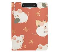 Folding Clipboard Orange Ferret Mouse A4 Clipboard Folio Double Clips Pen Holder Office Clip Board with Hard Cover