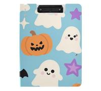 Folding Clipboard Orange Halloween Pumpkin A4 Clipboard Padfolio Double Metal Clips Pen Holder Office Clip Board with Cover