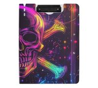 Folding Clipboard Pirate Skull Tarot A4 Clipboard Padfolio Double Clips Pen Holder Office Clip Board with Cover