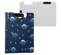 Folding Clipboard Polka Dots Dinosaur Snowflake Dark Blue A4 Clipboard Binderfolio Horizontal and Vertical Double Clips Office Clip Board with Cover