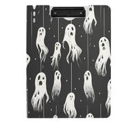 Folding Clipboard Poltergeist Hanging Ghosts Black White A4 Clipfolio Double Metal Clips Pen Holder Nursing Clip Board with Cover