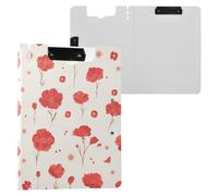 Folding Clipboard Red Carnation Flowers A4 Clipboard Clipfolio Two Metal Clips Pen Holder Office Clip Board with Cover