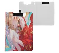 Folding Clipboard Red Fox White Anime Girl A4 Clipboard with Padfolio Horizontal and Vertical Double Clips Nursing Clip Board with Cover