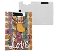 Folding Clipboard Reindeer Colorful Valentine A4 Clipboard Folio Binder Two Metal Clips Pen Holder Nursing Clip Board with Cover