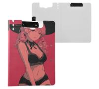 Folding Clipboard Sexy Little Anime Witch A4 Clipboard Binder Horizontal and Vertical Double Clips Office Clip Board with Hard Cover
