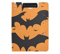 Folding Clipboard Silhouette Black Bats Halloween A4 Clipboard Binderfolio Two Metal Clips Pen Holder Nursing Clip Board with Cover