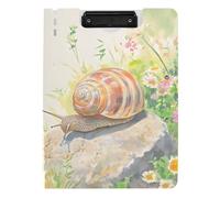 Folding Clipboard Snail Rock Wildflowers A4 Clipfolio Horizontal and Vertical Double Clips Office Clip Board with Cover