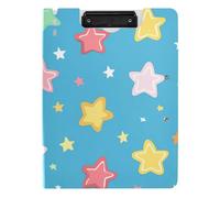Folding Clipboard Star Colorful A4 Clipboard Clipfolio Horizontal and Vertical Double Clips Office Clip Board with Hard Cover