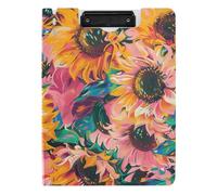 Folding Clipboard Sunflower Rose Gold A4 Clipboard Padfolio Horizontal and Vertical Double Clips Nursing Clip Board with Hard Cover