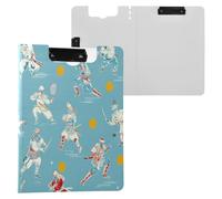 Folding Clipboard Ukiyo-e-Style Japanese Sports Steel Space A4 Clipboard Padfolio Double Clips Pen Holder School Clip Board with Hard Cover
