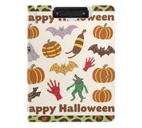 Folding Clipboard Vintage Brown Halloween A4 Clipboard Folio Double Clips Pen Holder School Clip Board with Cover