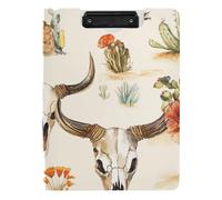 Folding Clipboard Western Cowboy Boho Cactus Skull A4 Clipboard Binder Double Metal Clips Pen Holder Nursing Clip Board with Cover