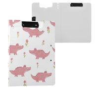 Folding Clipboard Wooden Alligator Rose Pink A4 Clipboard Folio Two Metal Clips Pen Holder School Clip Board with Cover