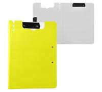 Folding Clipboard Yellow A4 Clipboard with Padfolio Double Clips Pen Holder Office Clip Board with Hard Cover