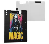 Folding Clipboards 80s Grim Reaper A4 Clipboard Folio Binder Double Clips Pen Holder Nursing Clip Board with Cover