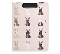 Folding Clipboards A4 Clipboard Binderfolio Double Clips Pen Holder Nursing Clip Board with Cover Cartoon Cute Bunny Neutral