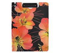 Folding Clipboards Barbados Pride of Barbados Beauty Flower A4 Clipfolio Double Clips Pen Holder School Clip Board with Cover