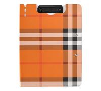 Folding Clipboards Black White Orange Checkered Plaid A4 Clipboard Folio Two Metal Clips Pen Holder School Clip Board with Hard Cover