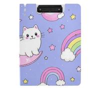 Folding Clipboards Cute Cartoon Cat Star Purple Peach A4 Clipboard Folio Binder Double Clips Pen Holder School Clip Board with Cover