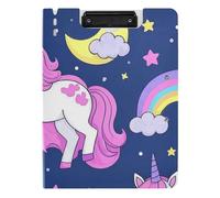 Folding Clipboards Cute Cartoon Unicorns Star Purple Peach A4 Clipboard Clipfolio Double Clips Pen Holder School Clip Board with Cover
